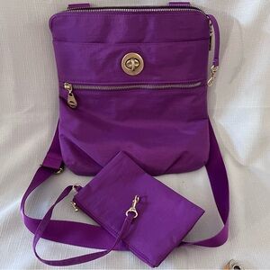 BAGGALLINI Crossbody 2 Pc Set NWT Vibrant Purple Gold Hardware Turn Lock Zipper